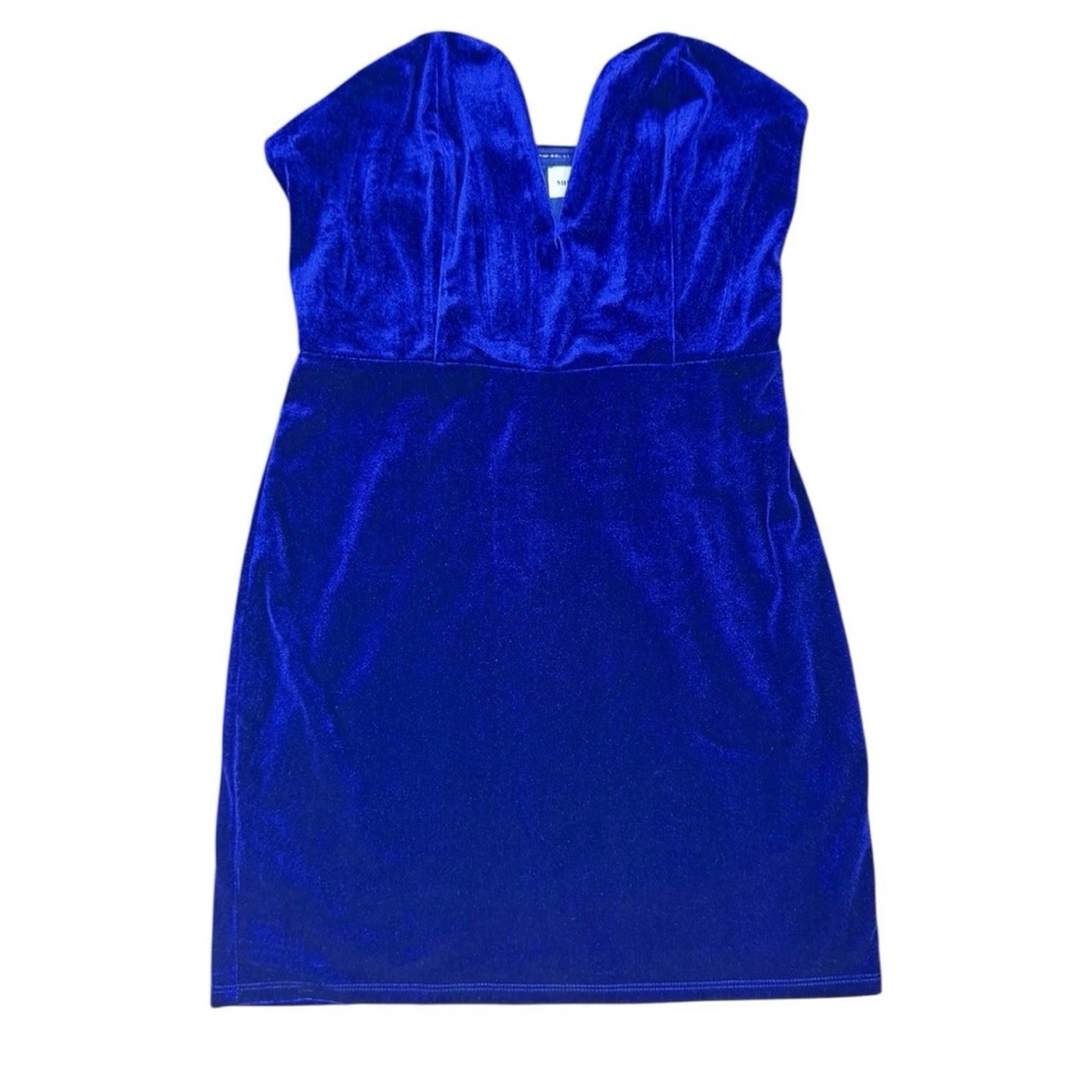 Superdown Strapless Blue Velvet Mini Dress XS – Holiday Party Glam NYE